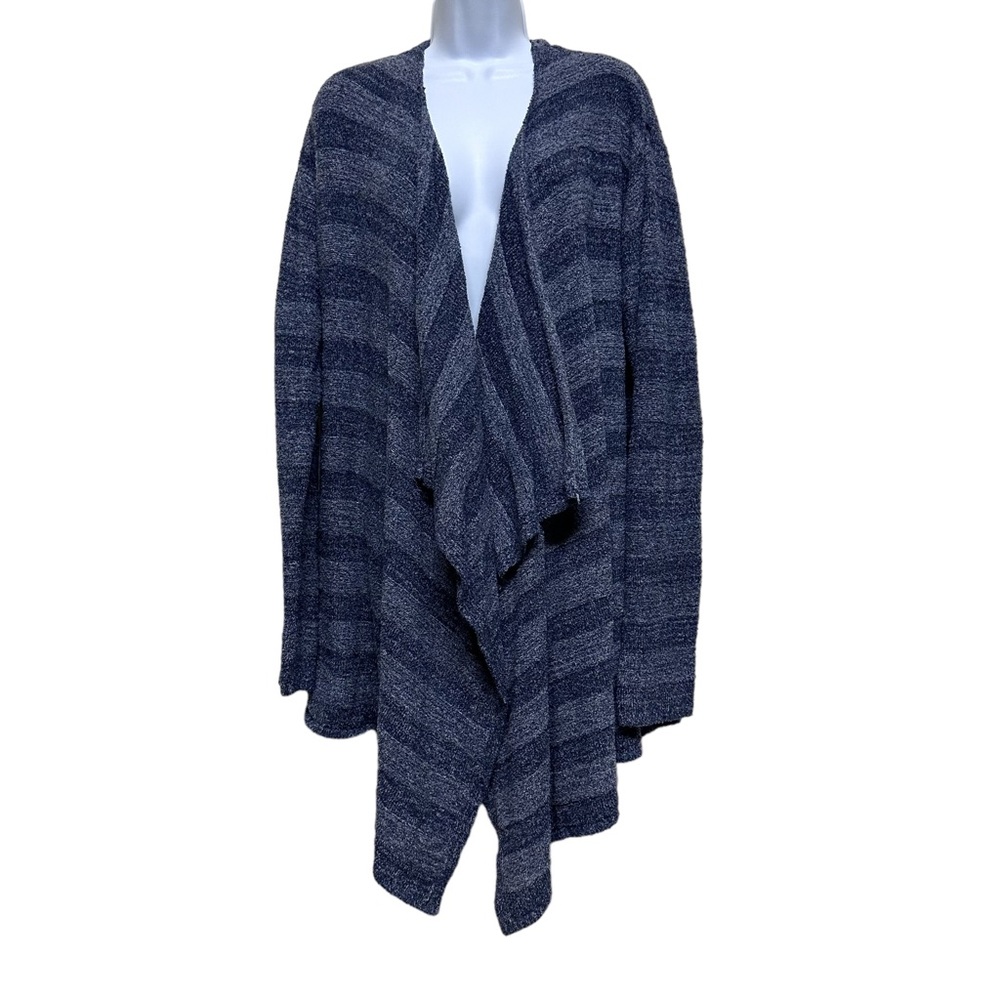Barefoot Dreams Navy & Heather Gray Striped Open-Front Cardigan